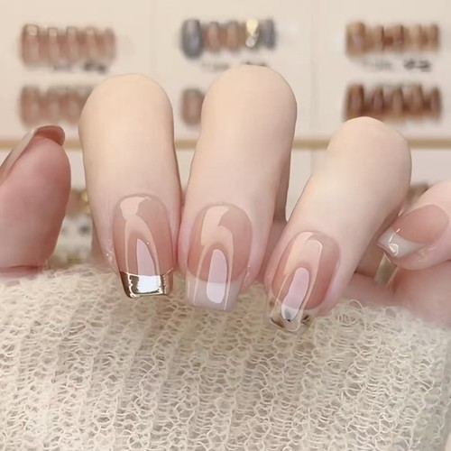 法式金边豹纹美甲秋冬可爱手工穿戴纯欲ins高级显白气质日常通勤