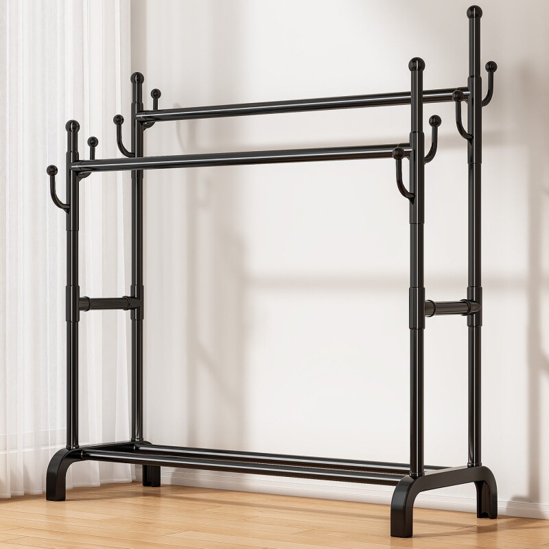 晾衣架落地卧室家用阳台挂衣架室内简易衣帽架晾衣杆衣服收纳架子