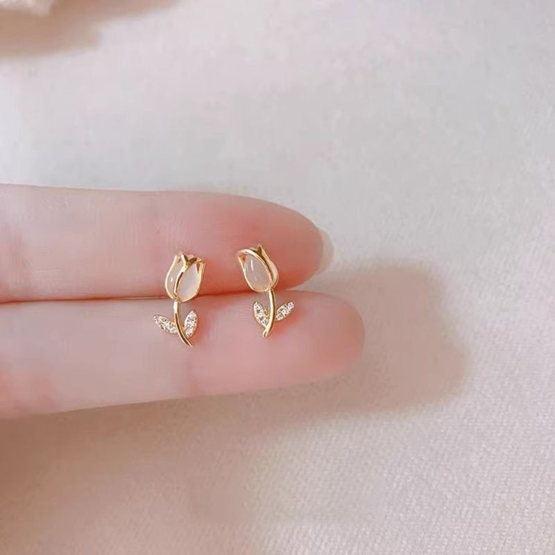 新款猫眼石郁金香耳钉女小众轻奢高级感花朵耳环时尚清新金色耳饰,饰品/流行首饰/时尚饰品新,耳钉,淘宝优惠券,粉丝福利购,淘宝优惠卷