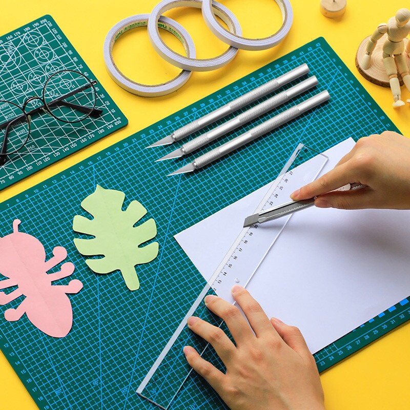 大号切割垫板手工套装a2桌面刻板学生用画画美工裁纸pvc手帐绿色软桌垫a4模型防割双面可用diy雕刻刻刀