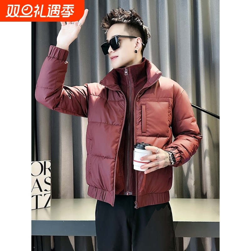 户外假两件立领羽绒棉服男冬季潮牌痞帅工装棉衣2025新款男士冬装