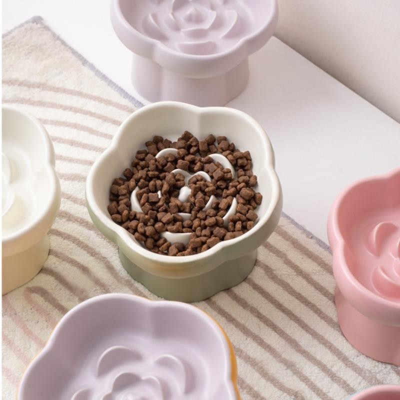 宠物慢食碗高脚陶瓷猫碗狗碗小型犬猫咪缓食防噎防打翻护颈斜口碗,宠物/宠物食品及用品,猫狗碗/慢食碗,淘宝优惠券,粉丝福利购,淘宝优惠卷