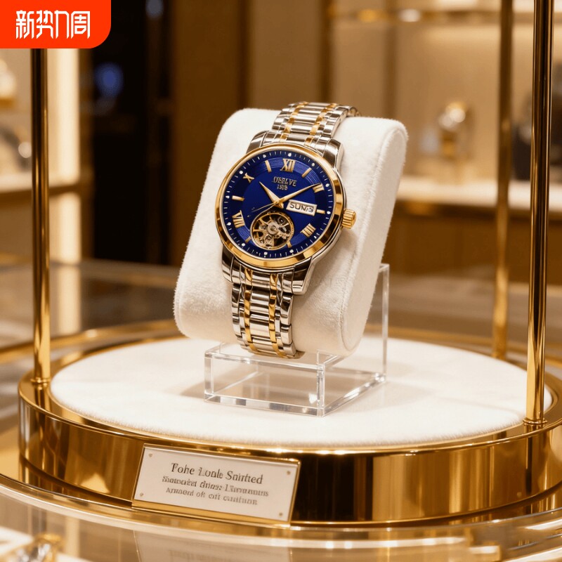 手表男款机械风全自动防水高级感全自动男表数字双日历防水腕表男