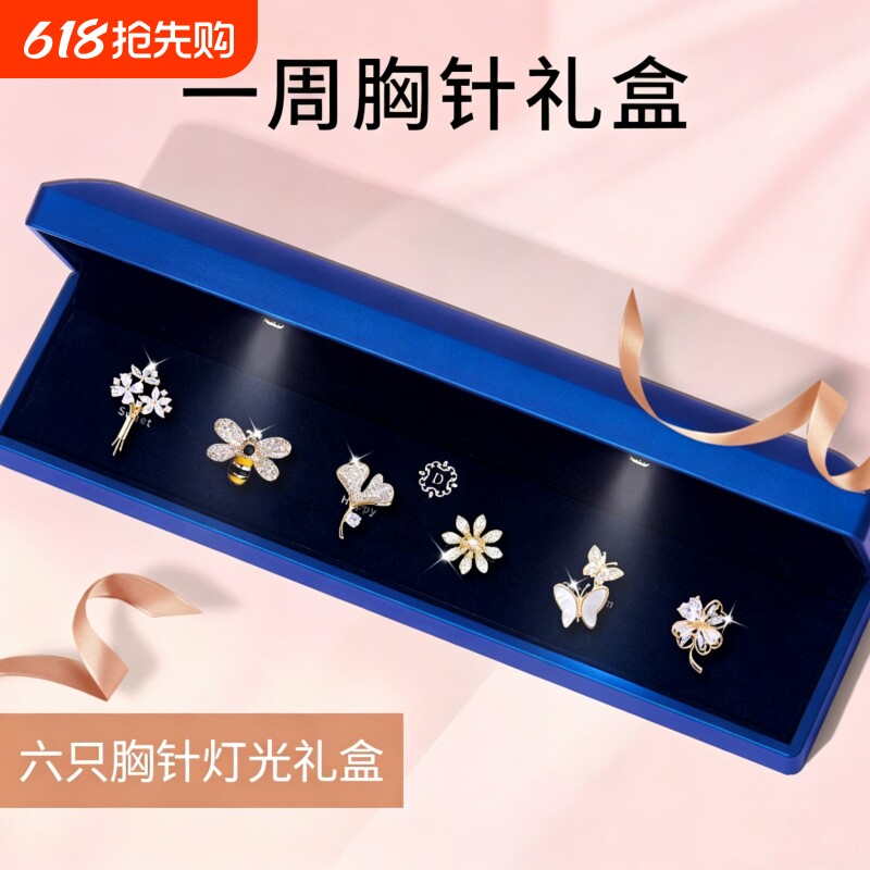 高端大气胸针礼盒女精致时尚套装胸花别针徽章高级感西装西服配饰