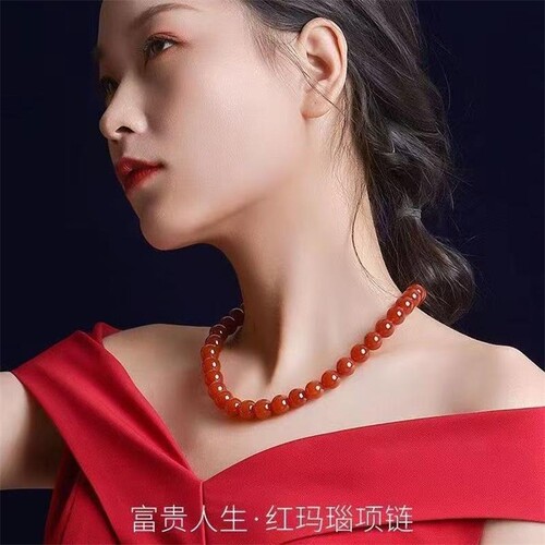 巴西红玛瑙项链女百搭高级小众choker显白串珠锁骨链颈链送礼佳品