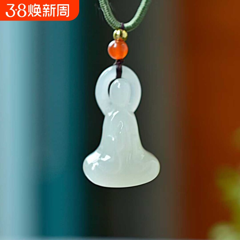 正品新疆和田玉悟道吊坠白玉老料羊脂级无相佛吊坠挂件礼支持复检