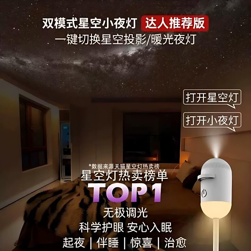 【星空小夜灯】超清投影无极调光图片