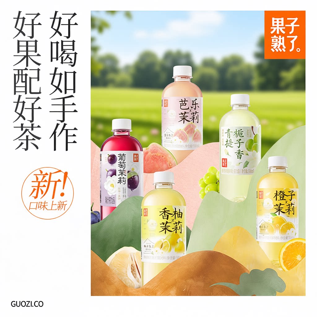 果子熟了乌龙茶饮料夏日果汁茶图片
