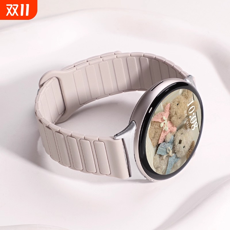 适用vivowatch5新款三株硅胶磁吸表带新款iQOOwatch5智能配件watchGT时尚高级腕带个性夏天运动透气ins风男女