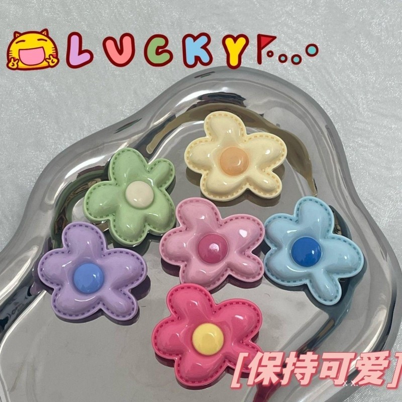 新款糖果色花朵发夹多巴胺配饰边夹ins立体发夹可爱少女心刘海夹