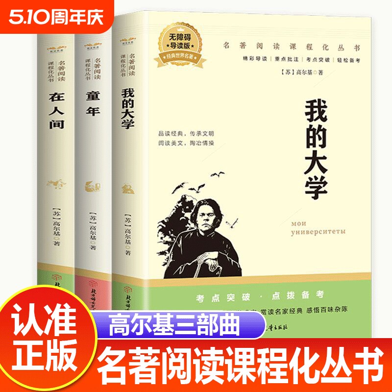 正版速发全3册在人间童年我的大学高尔基三部曲青少年课外阅读导读世