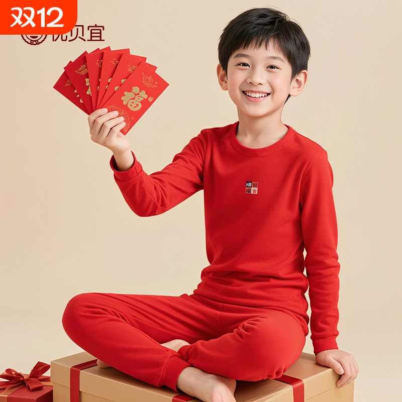 优贝宜儿童本命年保暖内衣套装