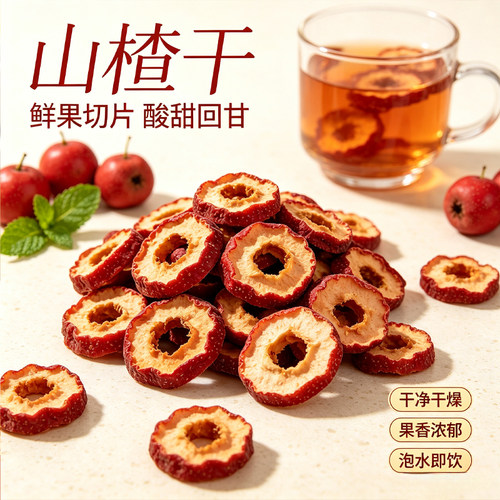 山楂片空心山楂干无添加泡水100克多无核新鲜营养鲜果食品有机