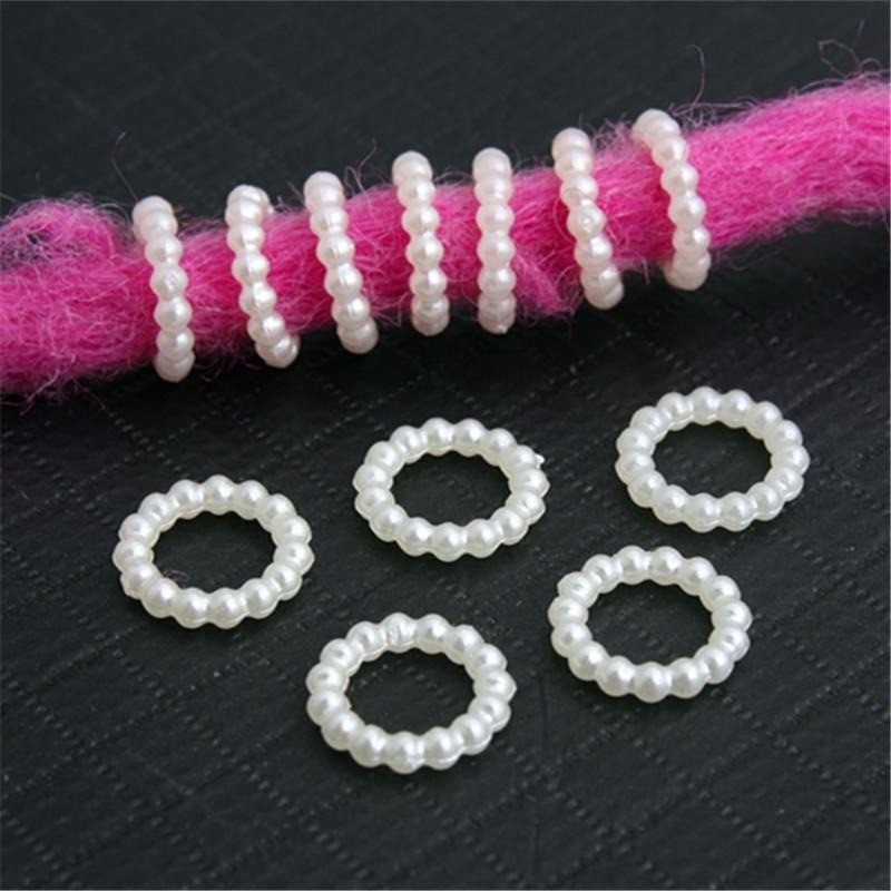 珍珠辫子DIY百搭假发手串编发饰品配件米白珍珠圈珍珠仿珍珠