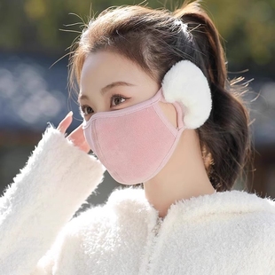 保暖耳罩口罩女冬季 2025纯棉防风防寒加绒加厚护耳面罩二合一耳套