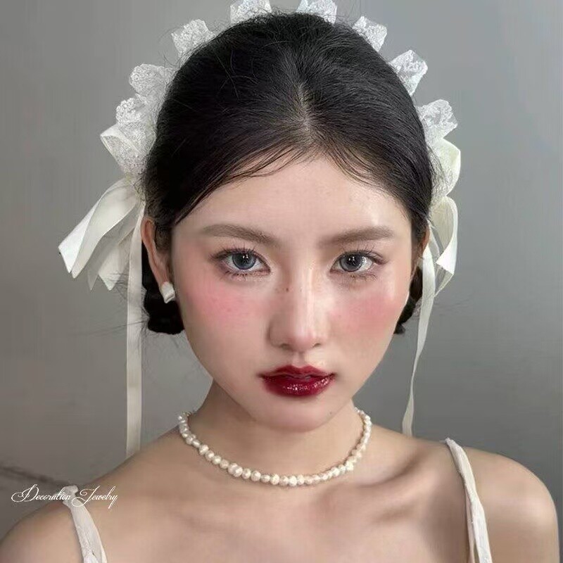 蕾丝花边束发带蝴蝶结法式复古Lolita甜美度假头饰氛围感饰品大