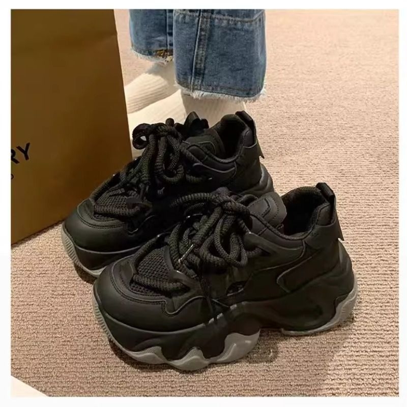 优妮蒂松糕底机车老爹鞋女鞋ins潮2025夏秋季新款增高拼色休闲鞋