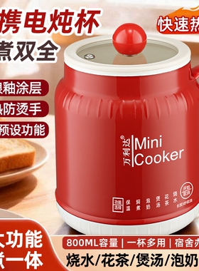 万利达便携式旅行杯烧水杯多功能加热电热杯小型电炖养生杯炖煮壶