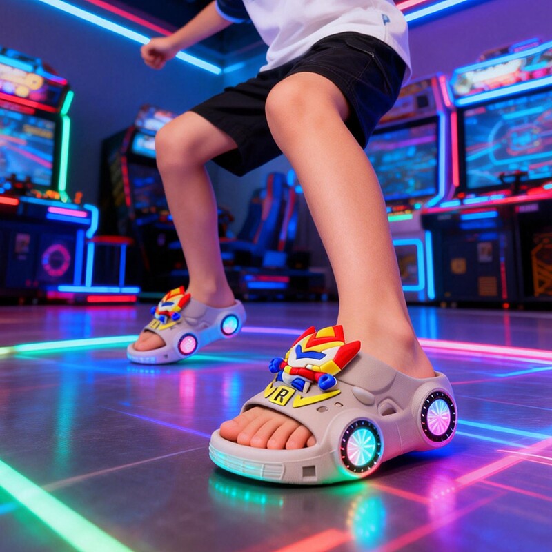 发亮灯光拖鞋2026儿童凉拖鞋卡通防滑男童居家超人软底宝宝拖鞋夏