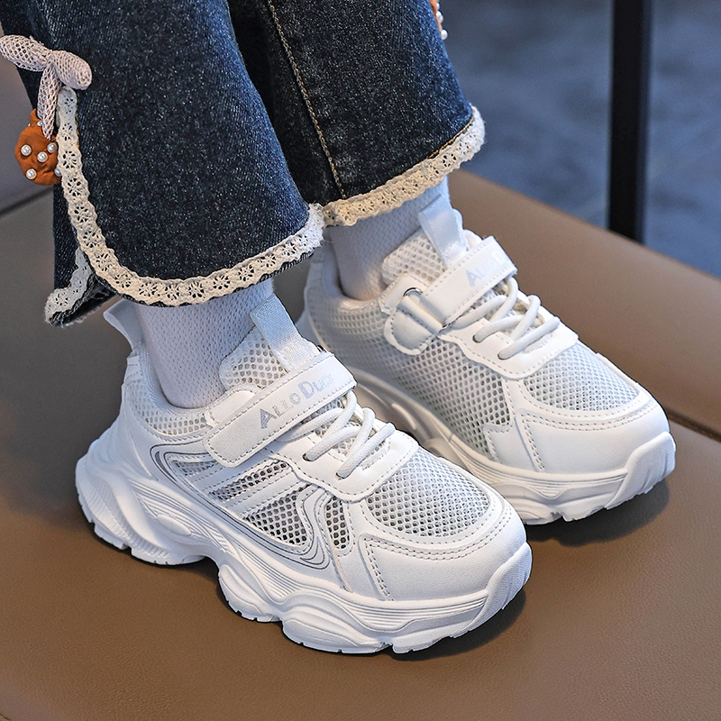 回力儿童鞋男童运动鞋透气老爹鞋女童软底小白鞋黑色白色网面防水