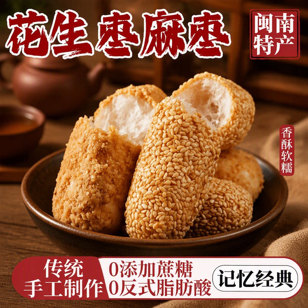 酥麻枣芝麻棒福建特产传统糕点手作办公室老人点心糯米怀旧手工