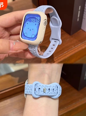 细款豹纹硅胶蝴蝶扣表带 适用于苹果手表S11 iwatchS10S9通用SE2