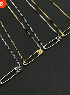ODEK高级复古22K金色别针项链十字花vintage男女经典秋冬配饰