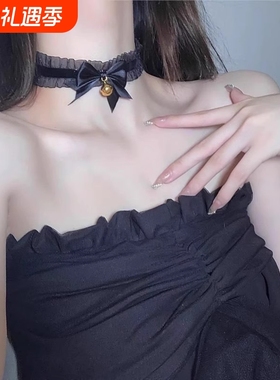 发饰甜酷猫女女仆白色蝴蝶结项链