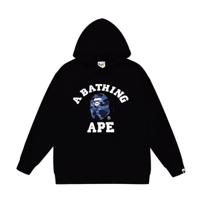 潮牌APE连帽卫衣重磅纯棉SHARKAPE猿人鲨鱼亲子装 秋冬加绒白色