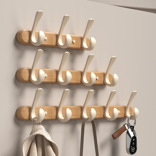 原木奶油风挂衣帽钩入户门后玄关墙壁挂衣钩试衣间免打孔挂衣服架