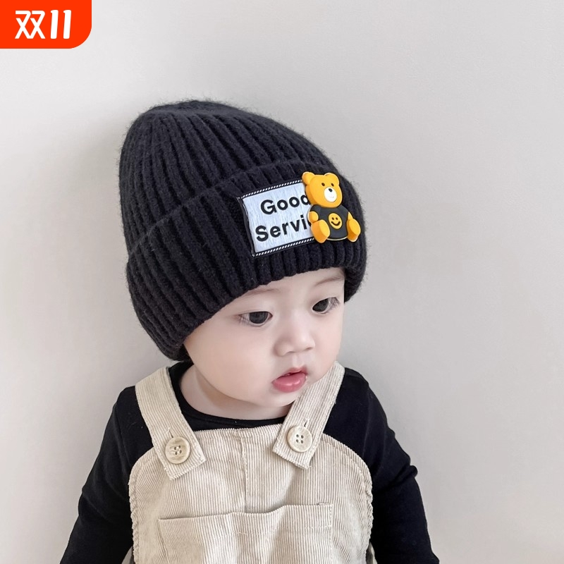 儿童帽子秋冬款毛线帽男童男婴儿
