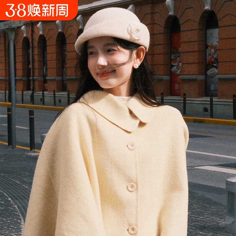 白色山茶花贝雷帽子女2026秋冬法式千金风显脸小赫本风小礼帽灰色