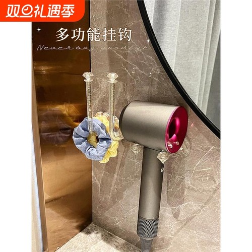 轻奢透明挂钩免打孔发圈收纳长挂钩粘胶强力头绳发箍收纳架子壁挂