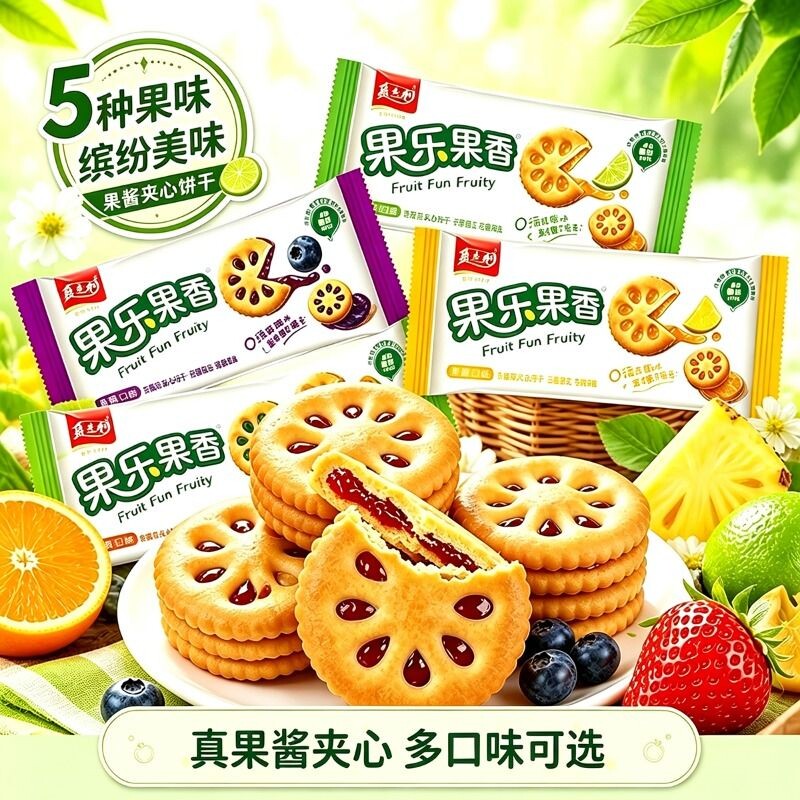 嘉士利果乐果香果香夹心饼干香橙果酱味独立小包装便携装草莓蓝莓