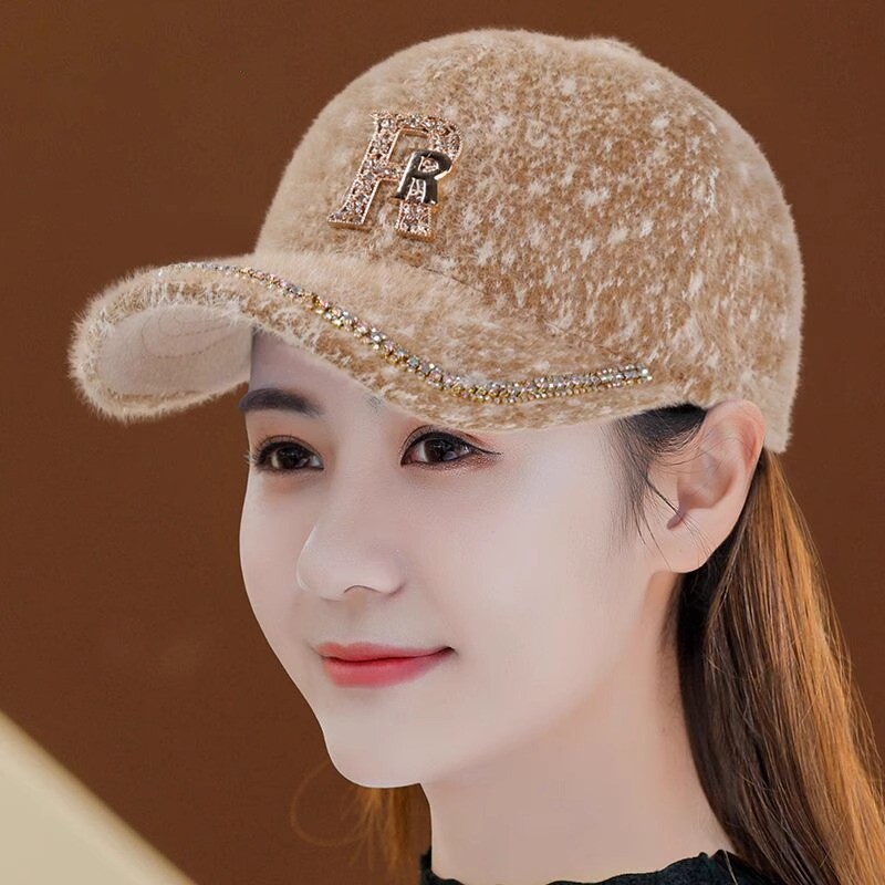 鸭舌帽女冬天新款棒球帽显脸小减龄秋冬季加绒加厚防寒保暖帽防风