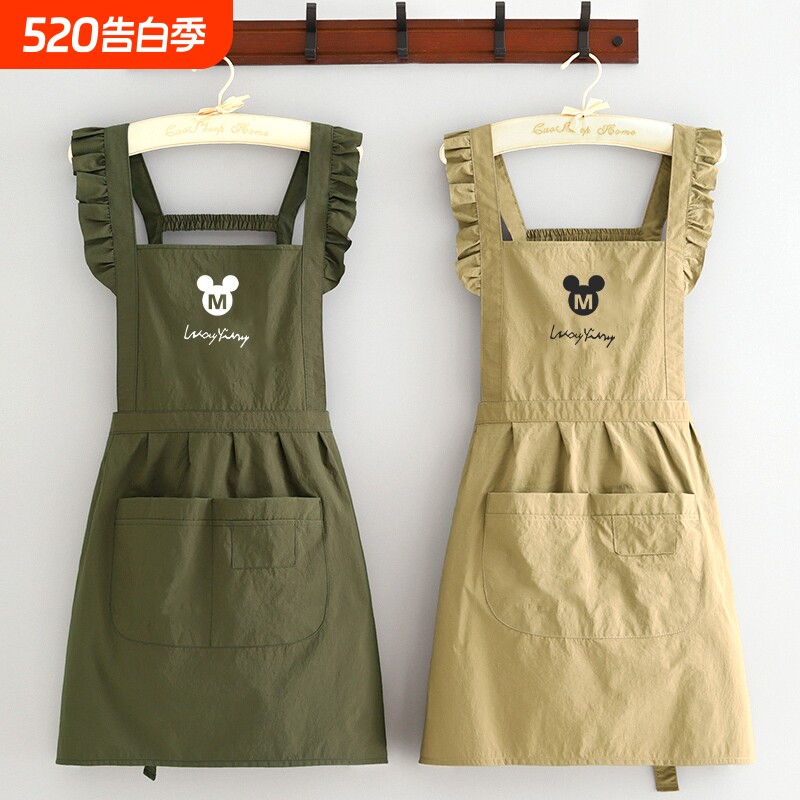 时尚防泼水围裙厨房家用公主风洋气护衣餐饮2026新款饭单工作服女