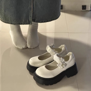 法式玛丽珍小皮鞋女2024秋新款学院风增高jk鞋粗跟厚底配裙子单鞋