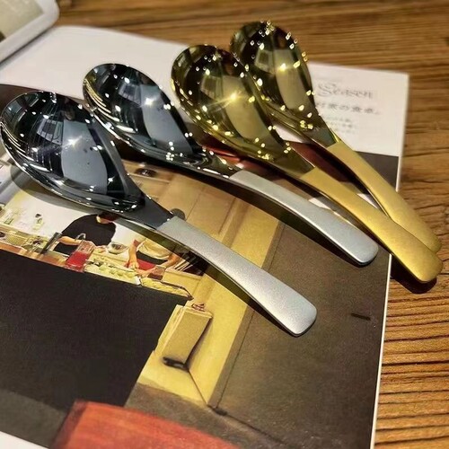 高颜值不锈钢勺子餐勺甜品勺家用吃饭勺成人汤匙小汤勺儿童勺商用