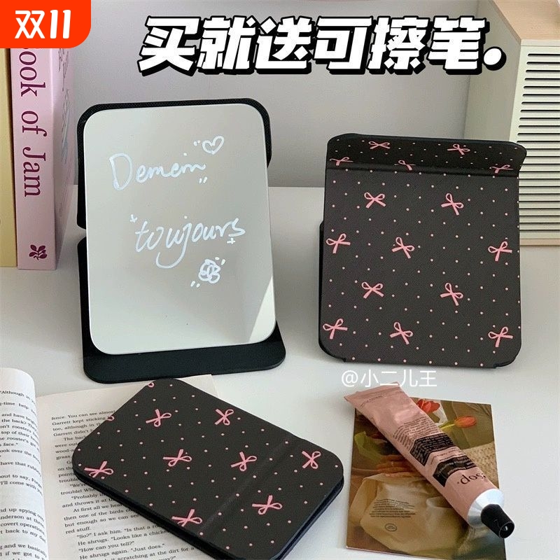 可爱猫咪折叠镜子学生宿舍台式桌面家用可立梳妆镜卡通便携小镜子