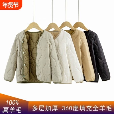 儿童羊毛填充羽绒服内胆保暖男童女童中大童宝宝校服冬装黑色绿色