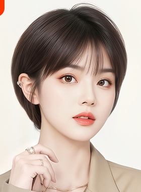 短发假发全头套女2025新款时尚减龄波波头自然真发黑色日常假发套