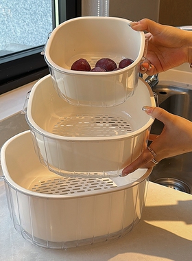 洗菜盆双层沥水篮厨房用品客厅茶几家用水果果盘篮子盆子淘菜盆篮