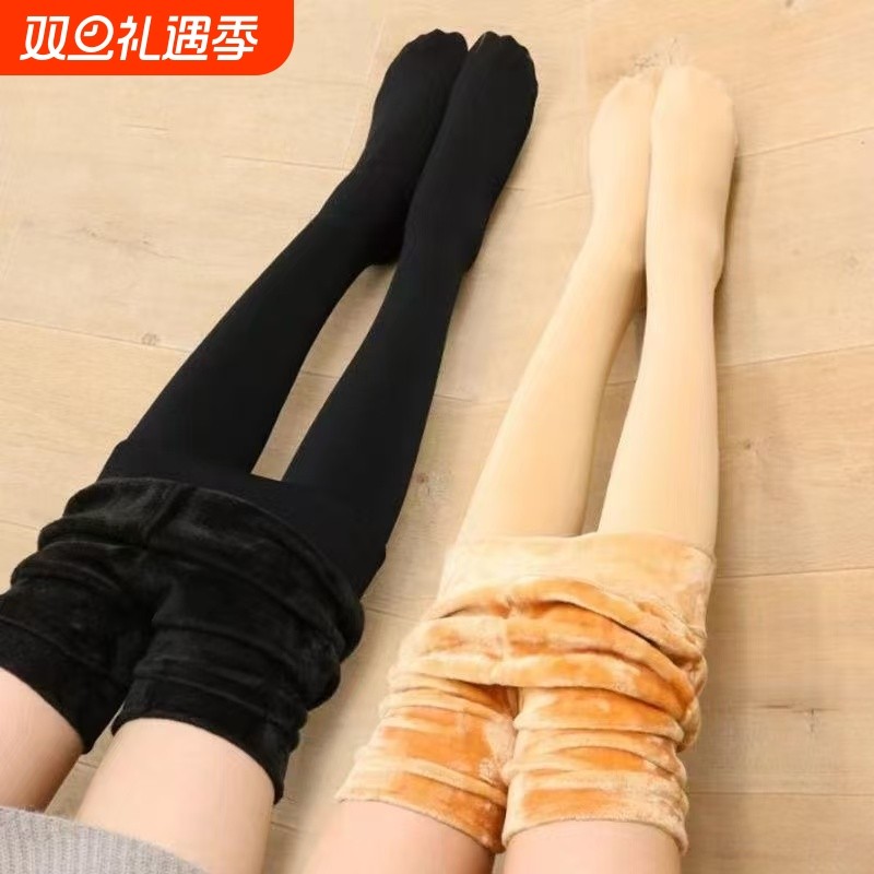 加绒加厚肉色丝袜打底裤光腿裸感女连裤袜外穿秋冬季薄款保暖棉裤