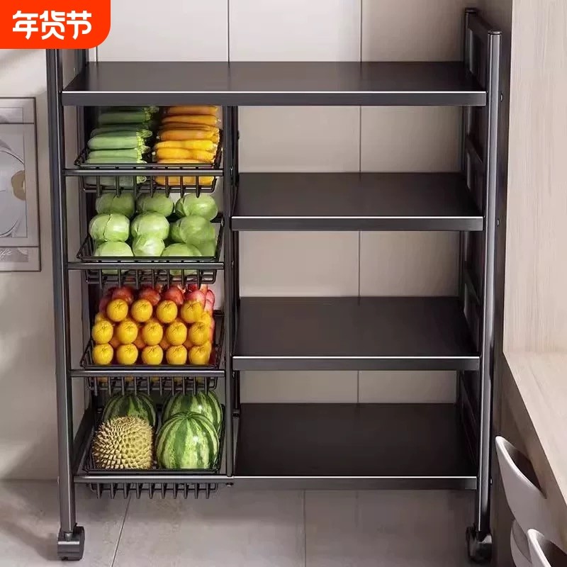 厨房微波炉置物架落地多层放菜收纳架家用多功能烤箱零食储物架子