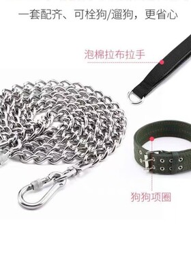 正宗不锈钢狗链子大型犬中型犬小型犬铁链项圈狗绳防咬斗牛栓狗链
