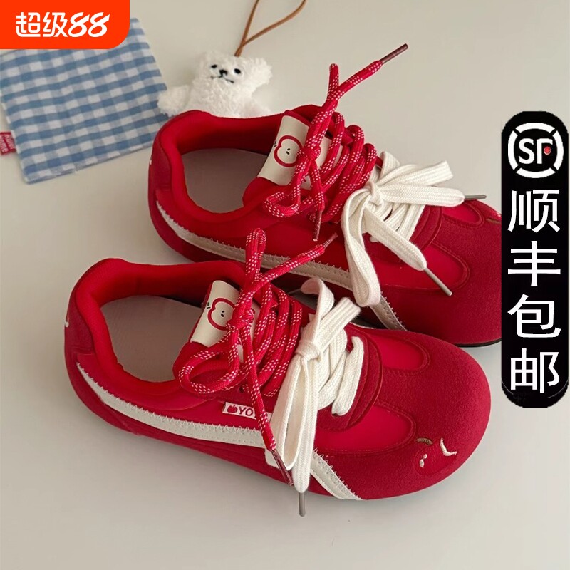 德训鞋女夏季ins潮2025新款休闲丑萌大头鞋面包鞋百搭板鞋超火