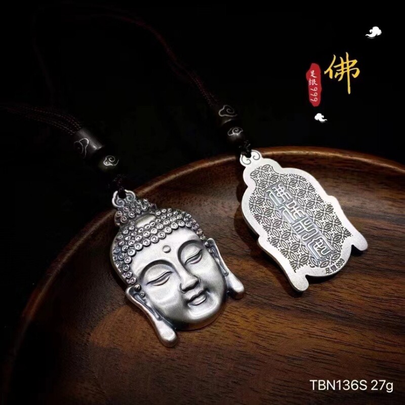 批发S999足银纯银复古磨砂哑光泰银佛像吊坠大日如来观音弥勒厂家