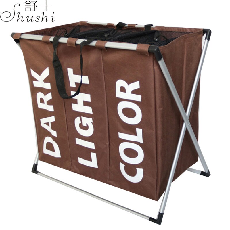 Shushi/舒十牛津布防水脏衣篮分格收纳置物篮折叠脏衣篓便携折