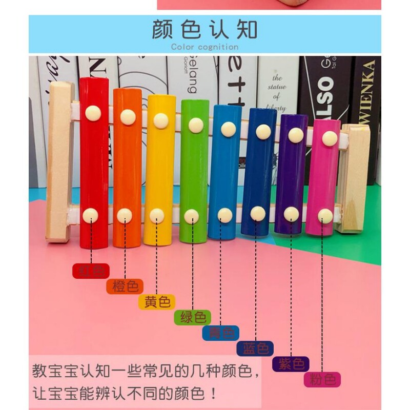 可拆卸木吉他可调节音量木制玩具八音宝宝婴幼儿卡通手敲琴早教
