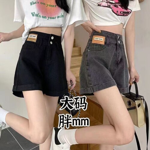 黑色高腰牛仔短裤女|千人加购